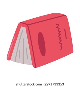 Red hardback book. School education, bookstore, library cartoon vector illustration