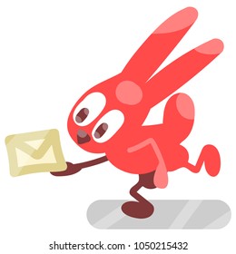 Red hare the courier bears the letter. The image is isolated. Vector