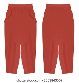 Red harem pants. vector illustration