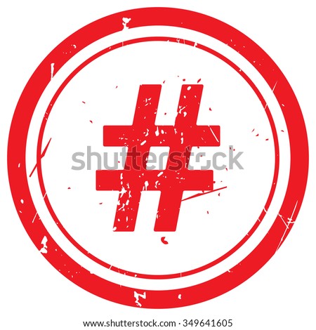 Red Hashtag rubber stamp