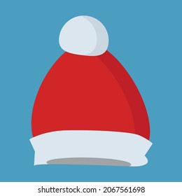 A red hat on a blue background for use in the design of a New Year's holiday