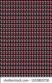 Red hat patterns and big minimalist Santa's mustache in allusion to Christmas
