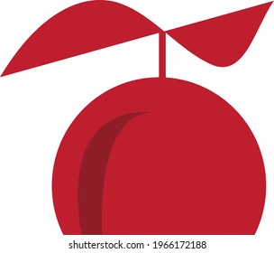 a red hat with a propeller design on it