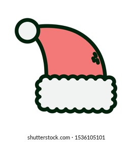 red hat of santa celebration merry christmas vector illustration