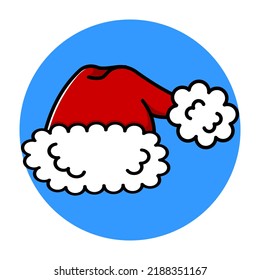 Red hat of Santa Claus. Christmas image. Vector illustration.