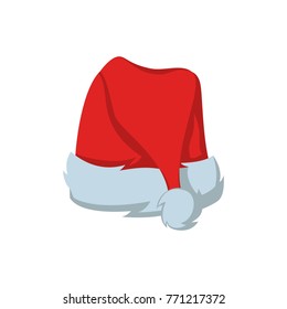 Red hat of Santa Claus on the white background. Vector illustration.