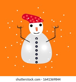 red hat wearer  snowman vector design