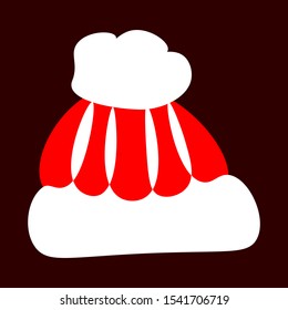 Red hat with a white POM-POM snowman.Vector illustration.