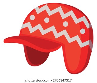 Un sombrero rojo con rayas blancas y puntos blancos
