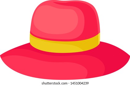 Red hat for women. Vector illustration on white background.