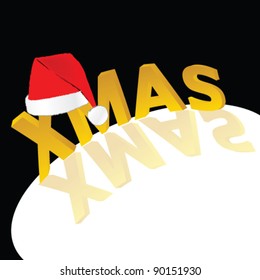 red hat with xmas word vector illustration