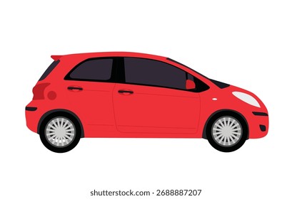 Tamanho compacto do carro hatchback vermelho em uma ilustração vetor de apresentação limpa simples