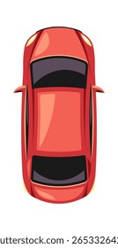 Vista superior del coche hatchback rojo