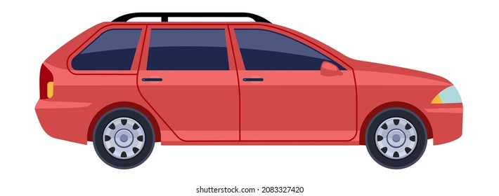 Red hatchback. Side view city car icon