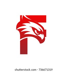 Red Hawk Face Initial F Vector Logo