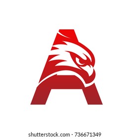 Red Hawk Face Initial A Vector Logo