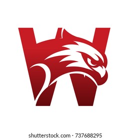 Red Hawk Initial W Vector Logo