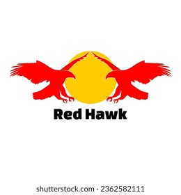 Red hawk logo  .logo sign symbol famous sticker sport yellow white isolated design concept icon art template.vector illustration