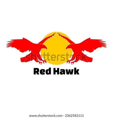 Red hawk logo  .logo sign symbol famous sticker sport yellow white isolated design concept icon art template.vector illustration