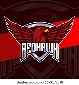 red hawk mascot esport logo design