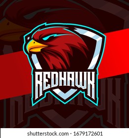 red hawk mascot esport logo design