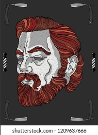 red head barber logo 