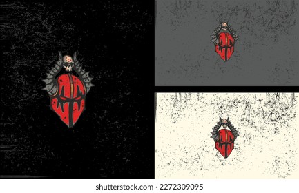 red head devil and skull vector mascot design