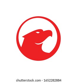 Red head eagle simple elegant logo vector with circle design