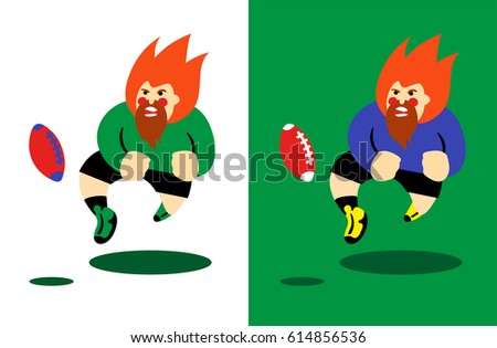 Red head football player catching or shooting ball, vector