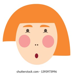 Red head girl illustration vector on white background 