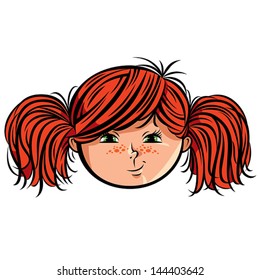 Red head girl smiley, vector illustration.