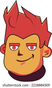 cabeza roja con ojos rojos