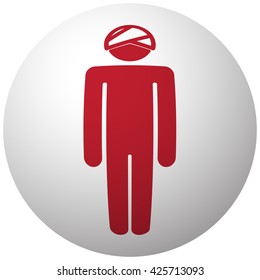 Red Head icon on white ball