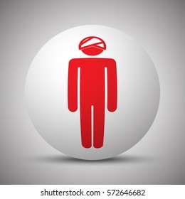 Red Head icon on white sphere