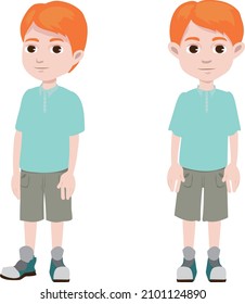 Red Head Kid Character Model Sheet For Animation 