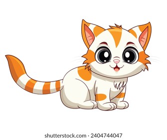 Red head kitten sitting, Vector illustration.