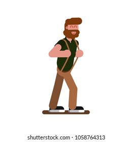 Red head man walking