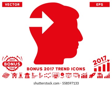 Red Head Plug-In Arrow pictograph with bonus 2017 year trend clip art. Vector illustration style is flat iconic symbols, white background.