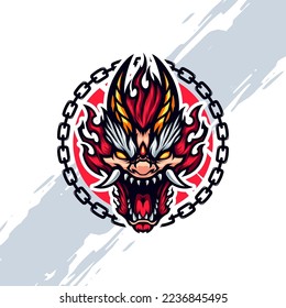 Red Head Roaring Dragon Mascot