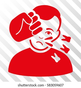 Red Head Strike interface pictogram. Vector pictograph style is a flat symbol on diagonal hatch transparent background.