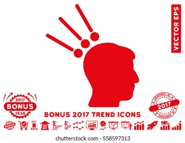 Red Head Test Connectors icon with bonus 2017 year trend icon set. Vector illustration style is flat iconic symbols, white background.