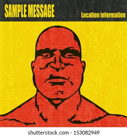 Red Head, vector illustration of an an angry bald headed man over a paper texture