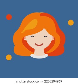 Red headed woman face. Vector illustration. minimalistic linear female portrait. girl face flat vector.