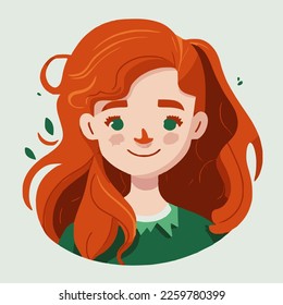Cara de mujer de cabeza roja. Ilustración vectorial. retrato femenino lineal minimalista. la chica se enfrenta a un vector plano.
