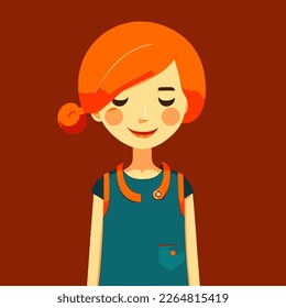 Cara de mujer de cabeza roja. Ilustración vectorial. retrato femenino lineal minimalista. la chica se enfrenta a un vector plano.