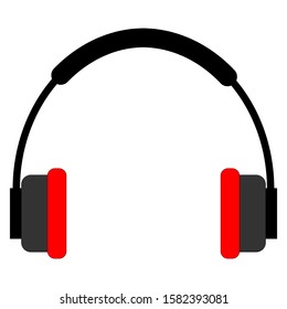 Red headphone icon with white background