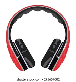 Red headphone isolated on white