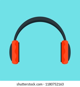 Red headphones icon. Flat illustration of red headphones vector icon for web design