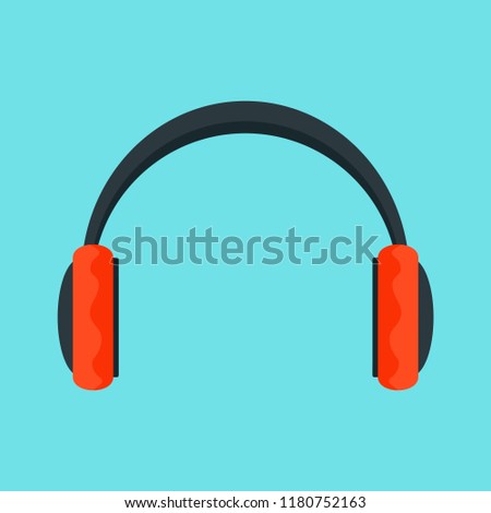 Red headphones icon. Flat illustration of red headphones vector icon for web design