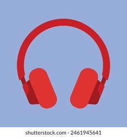 Red Headphones Icon. Headphones Speaker Vector Illustration. Gaming Podcast Content Creator headphones Icon.